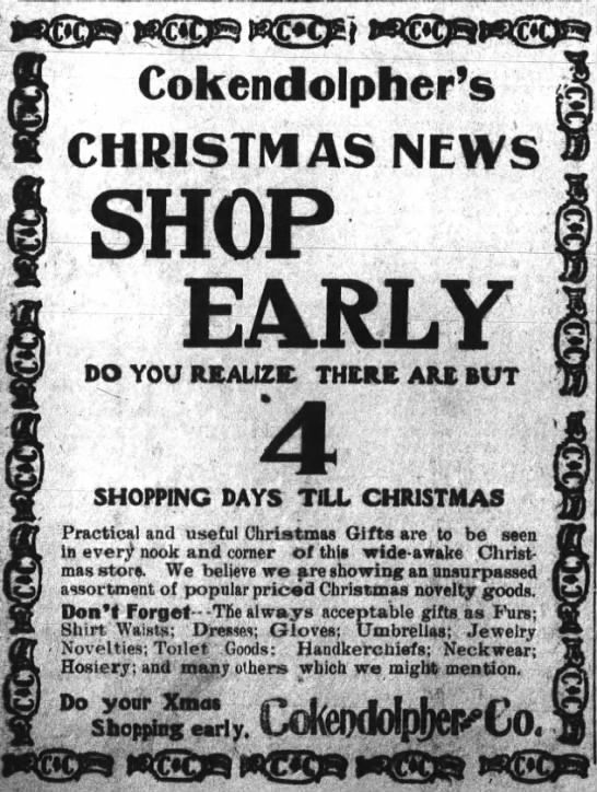 Christmas news: Shop early